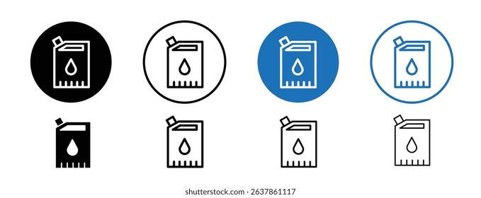 Set of colored pixel perfect Jerrycan oil icon with 1 unexpanded, 1 silhouette, Jerrycan oil container icon symbolizing fuel, oil storage, or transport.