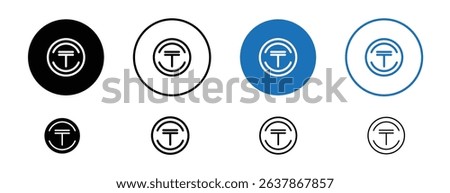 Set of colored pixel perfect Kazakhstan tenge icon with 1 unexpanded, 1 silhouette, A currency symbol representing the Kazakhstani tenge.