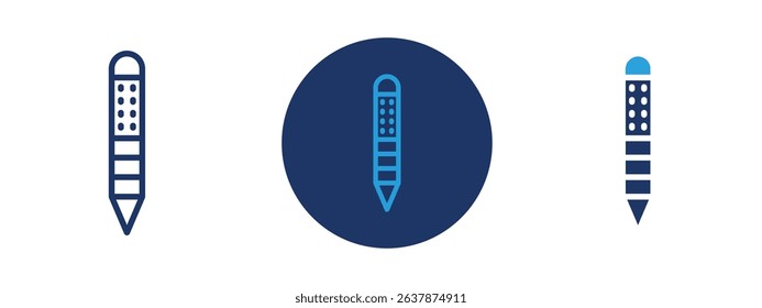 Set of colored pixel perfect Pencil icon with 1 unexpanded, 1 silhouette, Pencil icon representing writing, drawing, or editing tools.