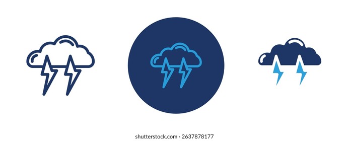 Set of colored pixel perfect Thunder lightning icon with 1 unexpanded, 1 silhouette, Lightning icon showing a thunderstorm or electric energy.