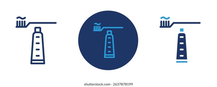 Set of colored pixel perfect Tooth brush icon with 1 unexpanded, 1 silhouette, Toothbrush icon symbolizing dental hygiene and oral care.