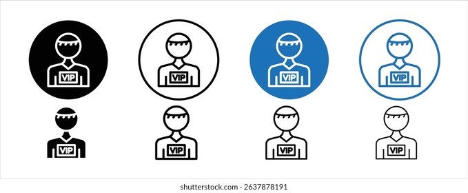 Set of colored pixel perfect Vip person icon with 1 unexpanded, 1 silhouette, VIP person icon representing exclusivity or important status.