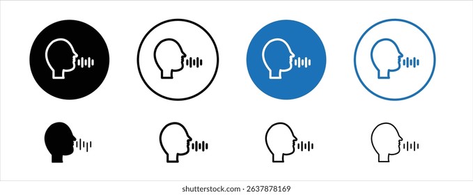 Set of colored pixel perfect Voice recognition icon with 1 unexpanded, 1 silhouette, Voice recognition icon representing speech technology and AI.