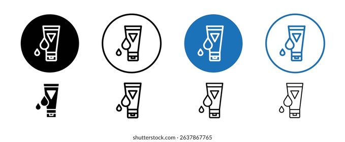 Set of colored pixel perfect Water-based lubricant icon with 1 unexpanded, 1 silhouette, A label for water-based lubricant used in health and personal care.