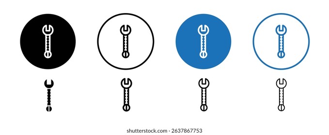 Set of colored pixel perfect Wrench icon with 1 unexpanded, 1 silhouette, A wrench or spanner icon representing tools or mechanical work.