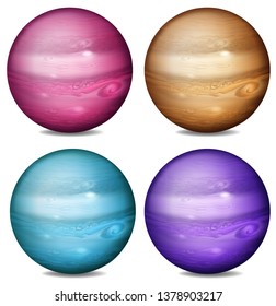 Set of colored planets illustration