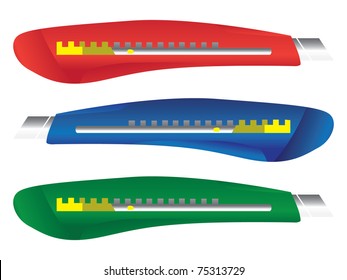 set of colored plastic paper knifes illustration