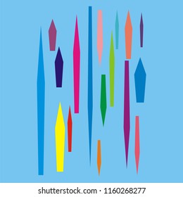 Set of colored pointed pentahedra