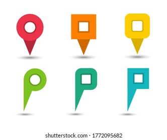 Set of colored pointers. Marker for maps. Vector icons.