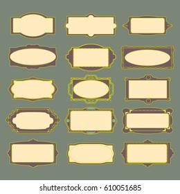 set of colored premium old vintage frames. retro style