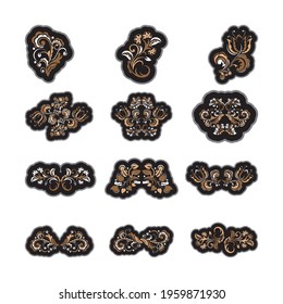 Set of Colored print with flowers in Simple style. Good for backgrounds, prints, apparel and textiles. Vector illustration.