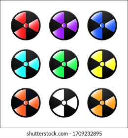 Conjunto de iconos de radiación de color ilustración vectorial
