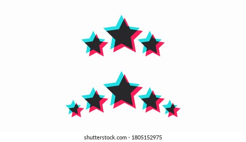 A set of colored rating classifier stars drawn in a flat style and isolated on a white background. Vector illustration