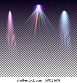 set, colored rays on a plaid background, vector
