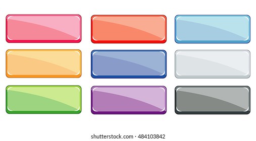 Set of colored rectangles. Simple buttons for interface, program or website.