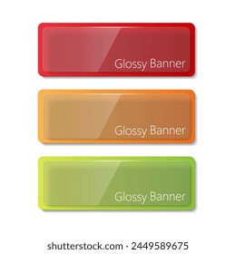 Un conjunto de Anuncios de vidrio rectangular de colores. Ilustración vectorial