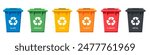 Set of colored recycling bins on a white background. Vector illustration