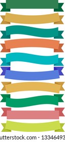 Set of colored ribbon banners. Blue, green, red, yellow, pink scrolls. Vector illustration.