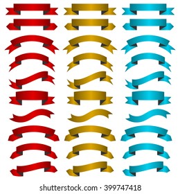 Set of colored ribbon banners. Vector illustration
