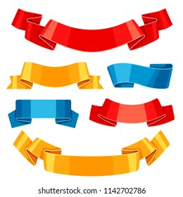 Set of colored ribbons and banners. Collection for decoration.