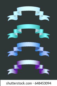 Set of colored ribbons with gradient. Templates of ribbons on a dark background