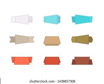 Set of colored ribbons, labels, bookmarks with multiple layers isolated on the white background