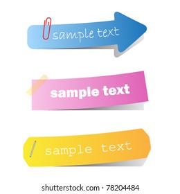 Set of colored ribbons on paper