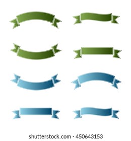 set of colored ribbons on a white background