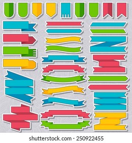 Set of colored ribbons sticker background concept. Vector illustration design. Template for web and  mobile