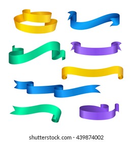 Set of colored ribbons. Vector banners for decoration on isolated white background.