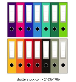 Set Of Colored Ring Binders Isolated On White. Vector Illustration