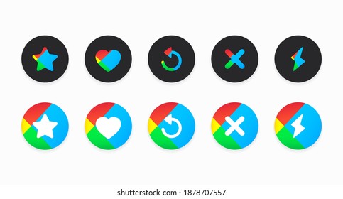 Conjunto de botones redondos de color para el diseño de la interfaz de usuario. Ilustración del vector