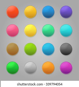Set of colored round buttons with soft glow
