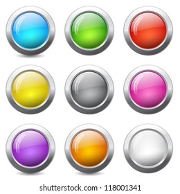 Set of colored round buttons with wavy reflections