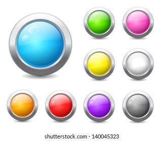 Set of colored round buttons with wavy reflections
