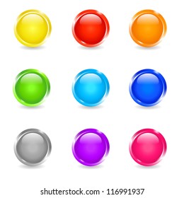 Set of colored round glow buttons