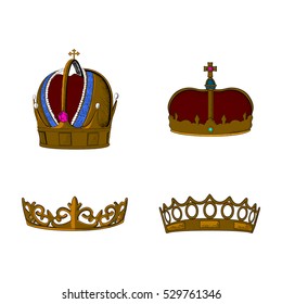 Set of colored royal crowns, Vector illustration