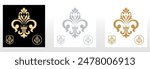 Set of colored royal lily . Heraldic sign, logo, design element, decoration. Graphic vector pattern