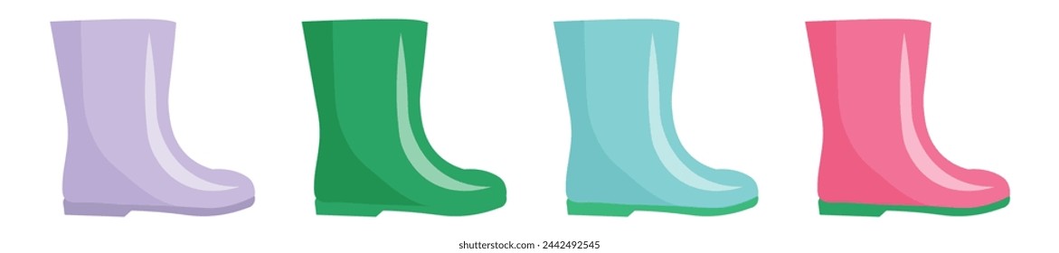 Set of colored rubber boots