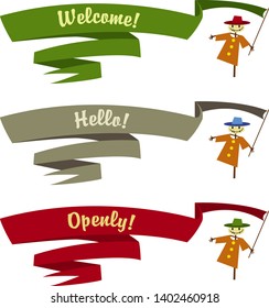 Set of colored Scarecrow vectors with ribbon