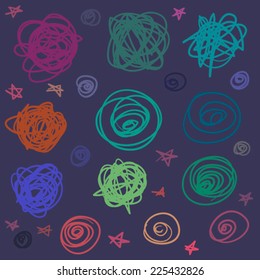 Set with colored scribbles stars