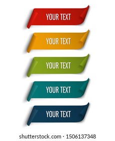 set of colored scroll ribbon banner template. Red curved label banner design. isolated vector image