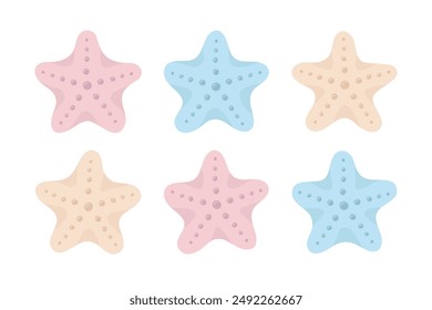 Set of colored sea starfish.