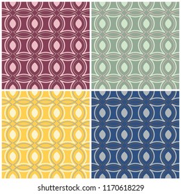 Set of colored seamless backgrounds with geometric patterns for wallpapers, textile and fabrics