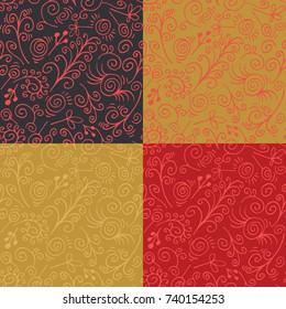 Set of colored seamless patterns on the theme of the new year