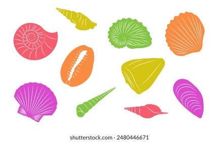 Set of colored seashell shapes