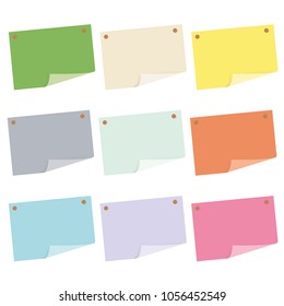 set of colored sheets of paper attached with buttons