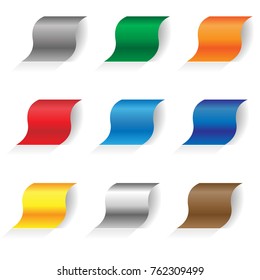 Set of colored sheets of paper in metalic style.