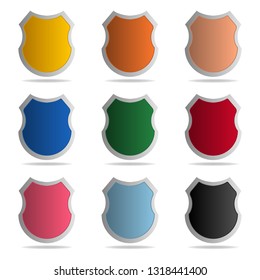 Set of Colored Shields isolated on white background. Security icon. Protection icon. Vector illustration for your design.