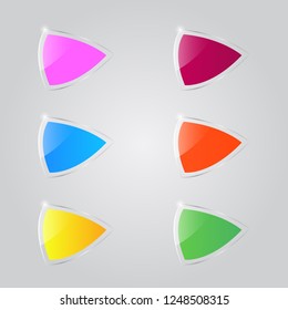 Set of colored shiny glass banners on a gray background. Vector illustration .